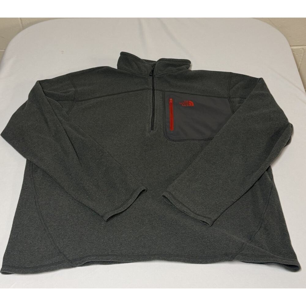 The North Face Men's XL 1/4 Zip Fleece Pullover Jacket Gray Polartec Dome Logo